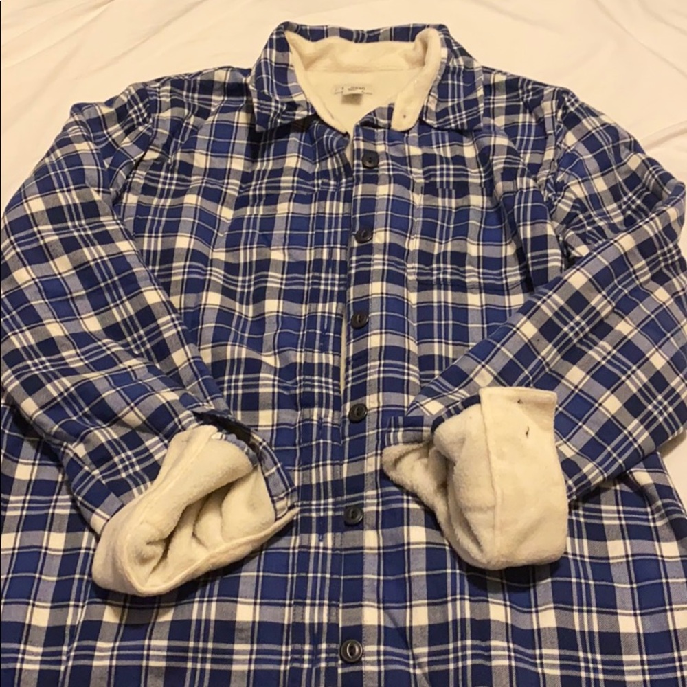 Blue plaid fleece-lined flannel